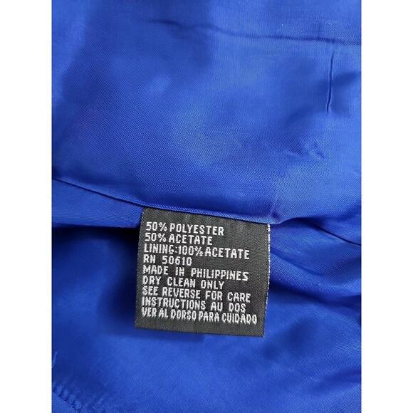 Kasper Essentials ASL~Woman Sz. 10~Royal Blue Jacket Blazer Short Sleeve Button - Picture 11 of 12
